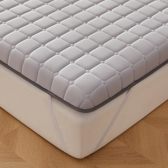 91家纺网 家纺一手货源 找家纺 希廷顿 2025春夏新款方格床垫单床垫 浅灰-方格