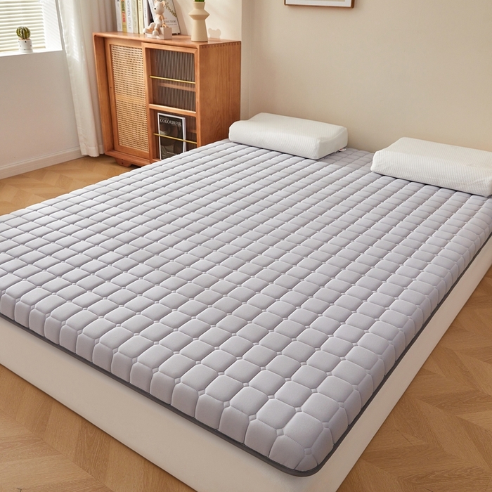 91家纺网 家纺一手货源 找家纺 希廷顿 2025春夏新款方格床垫单床垫 浅灰-方格