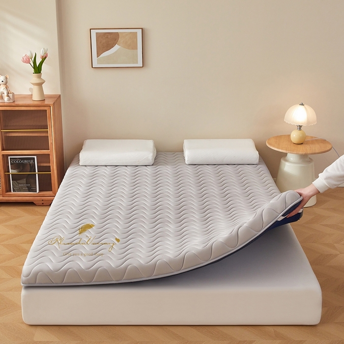 91家纺网 家纺一手货源 找家纺 希廷顿 2025春夏新款波浪床垫单床垫 浅灰-波浪-羽毛烫画