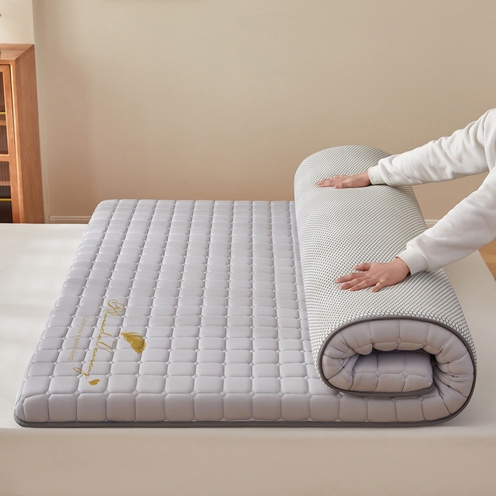 希廷顿 2025春夏新款方格床垫单床垫 浅灰-方格-羽毛烫画