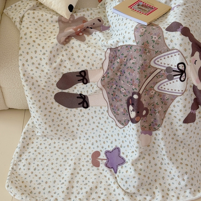 91家纺网 家纺一手货源 找家纺 美乐迪2025四季款双面牛奶绒毛毯空调毯 可爱女孩