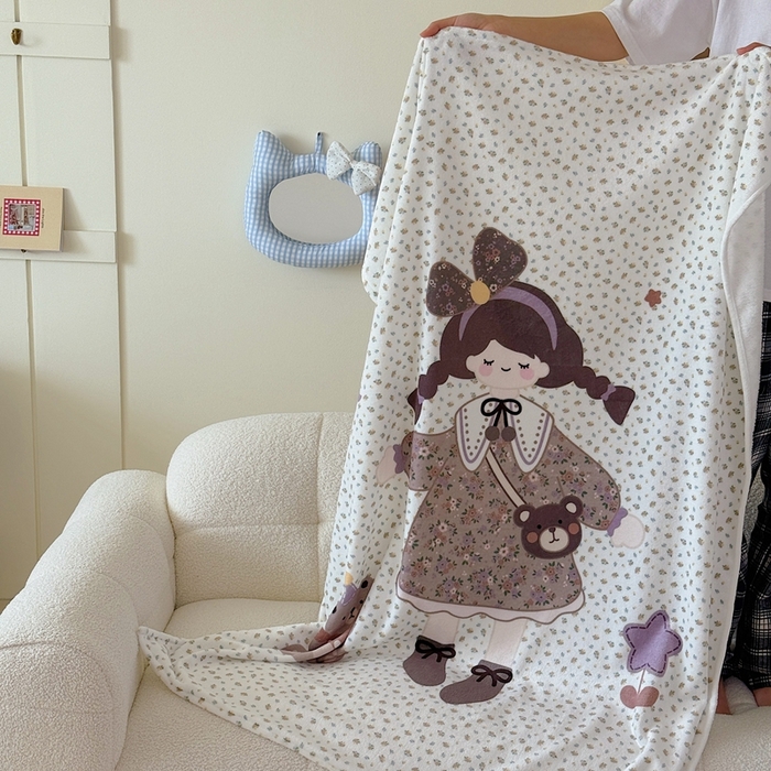 91家纺网 家纺一手货源 找家纺 美乐迪2025四季款双面牛奶绒毛毯空调毯 可爱女孩