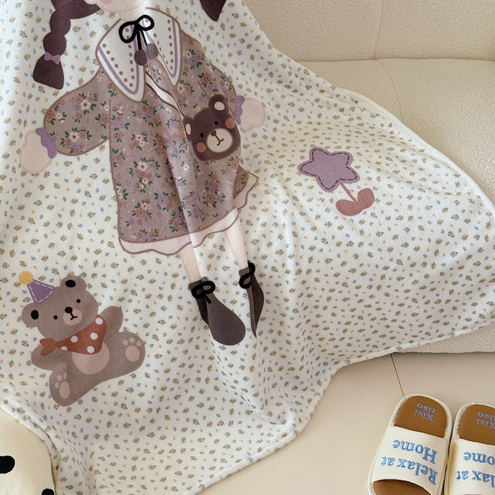 91家纺网 家纺一手货源 找家纺 美乐迪2025四季款双面牛奶绒毛毯空调毯 可爱女孩