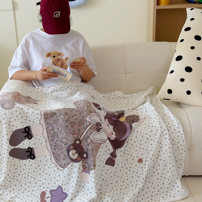 美乐迪2025四季款双面牛奶绒毛毯空调毯 可爱女孩