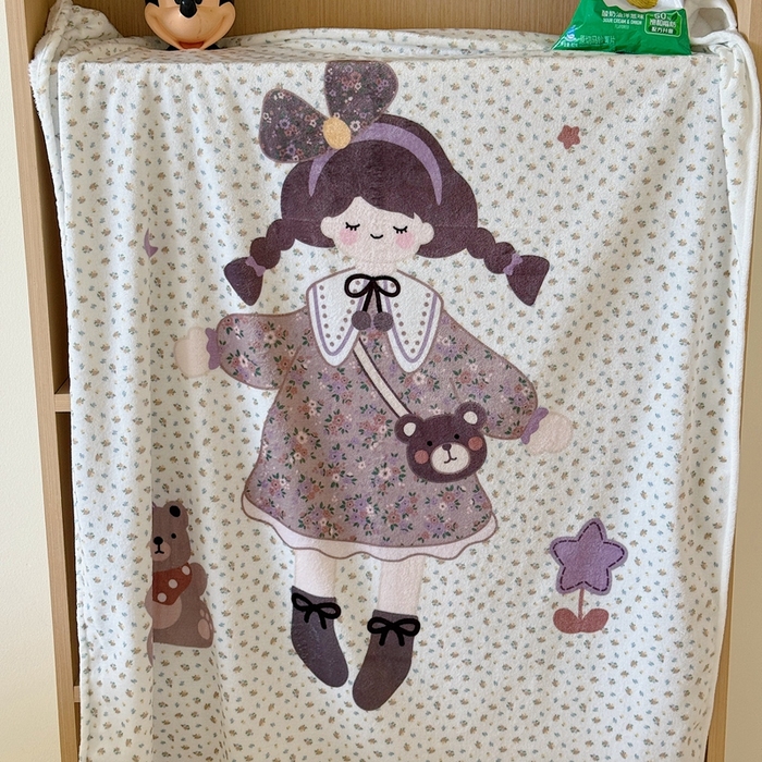 91家纺网 家纺一手货源 找家纺 美乐迪2025四季款双面牛奶绒毛毯空调毯 可爱女孩