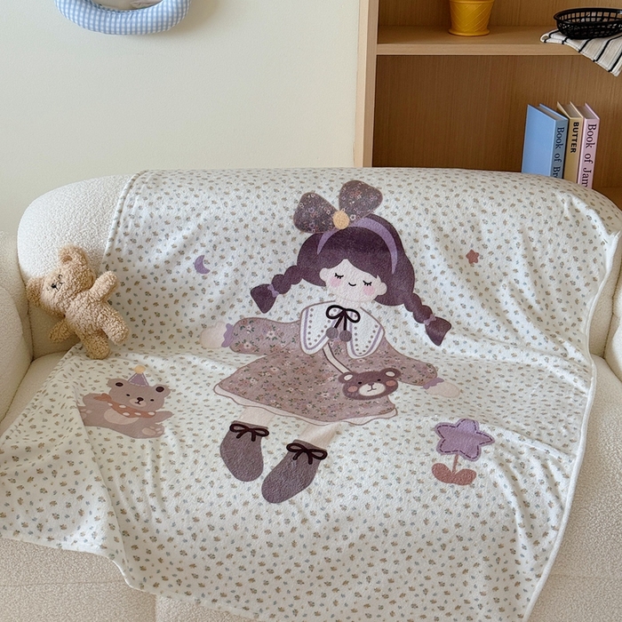 91家纺网 家纺一手货源 找家纺 美乐迪2025四季款双面牛奶绒毛毯空调毯 可爱女孩