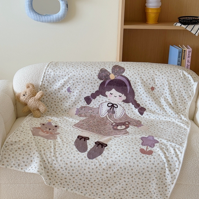 91家纺网 家纺一手货源 找家纺 美乐迪2025四季款双面牛奶绒毛毯空调毯 可爱女孩