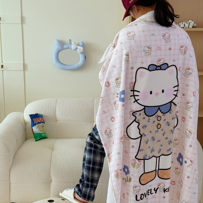 91家纺网 家纺一手货源 找家纺 美乐迪2025四季款双面牛奶绒毛毯空调毯 可爱小猫