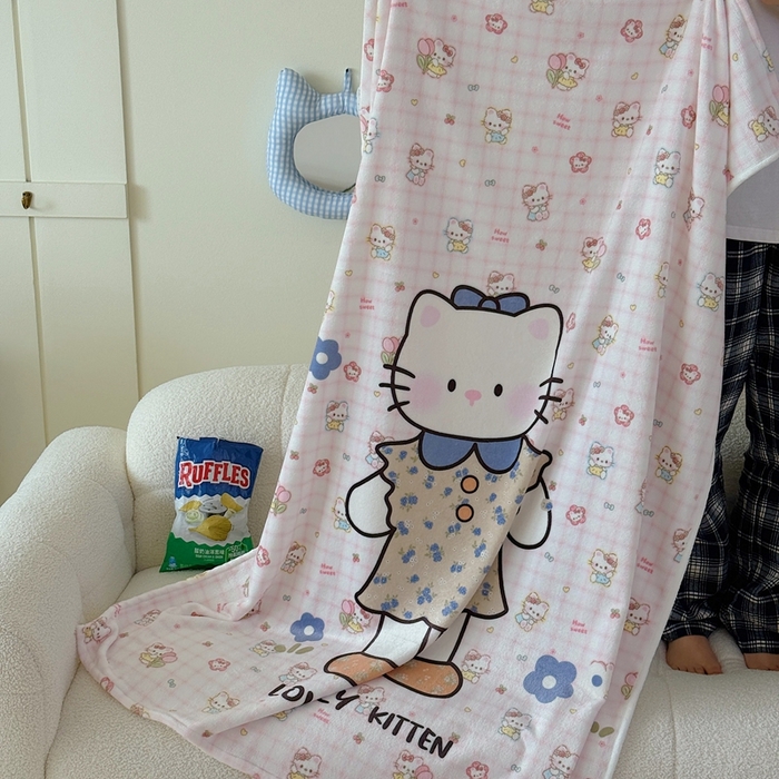 美乐迪2025四季款双面牛奶绒毛毯空调毯 可爱小猫