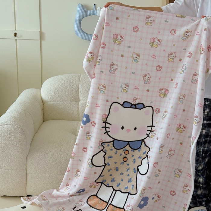 91家纺网 家纺一手货源 找家纺 美乐迪2025四季款双面牛奶绒毛毯空调毯 可爱小猫