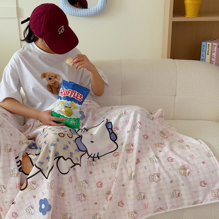 91家纺网 家纺一手货源 找家纺 美乐迪2025四季款双面牛奶绒毛毯空调毯 可爱小猫