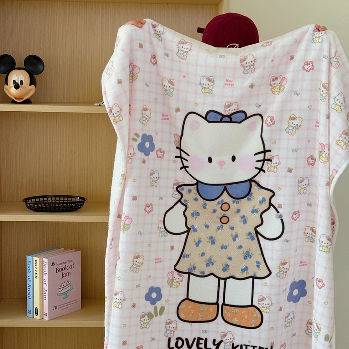 91家纺网 家纺一手货源 找家纺 美乐迪2025四季款双面牛奶绒毛毯空调毯 可爱小猫