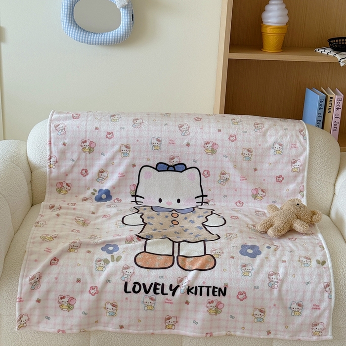 91家纺网 家纺一手货源 找家纺 美乐迪2025四季款双面牛奶绒毛毯空调毯 可爱小猫