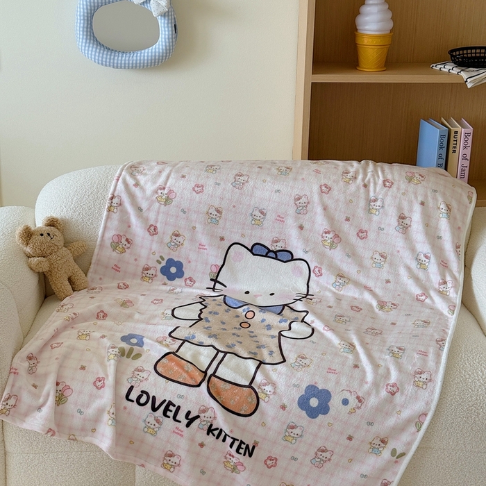 91家纺网 家纺一手货源 找家纺 美乐迪2025四季款双面牛奶绒毛毯空调毯 可爱小猫