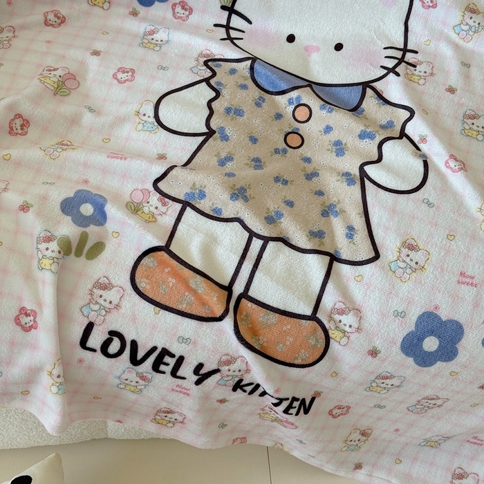 91家纺网 家纺一手货源 找家纺 美乐迪2025四季款双面牛奶绒毛毯空调毯 可爱小猫