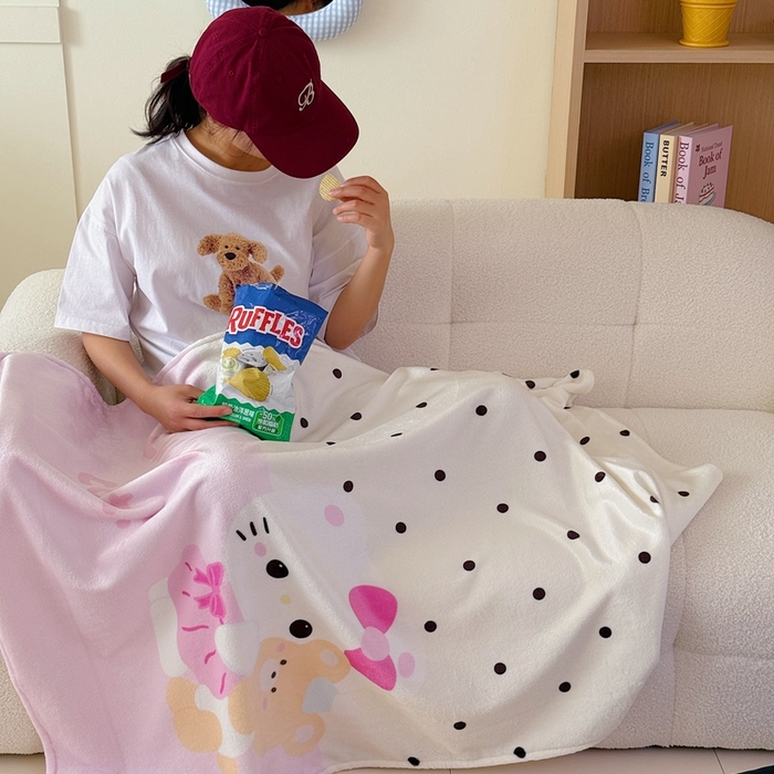 91家纺网 家纺一手货源 找家纺 美乐迪2025四季款双面牛奶绒毛毯空调毯 快乐小猫