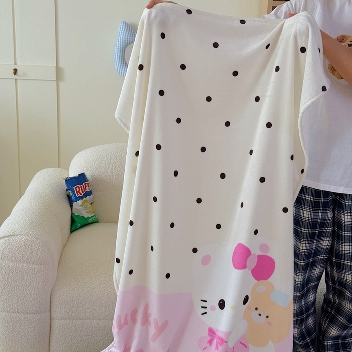 美乐迪2025四季款双面牛奶绒毛毯空调毯 快乐小猫