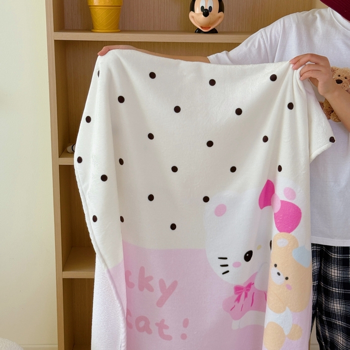 91家纺网 家纺一手货源 找家纺 美乐迪2025四季款双面牛奶绒毛毯空调毯 快乐小猫