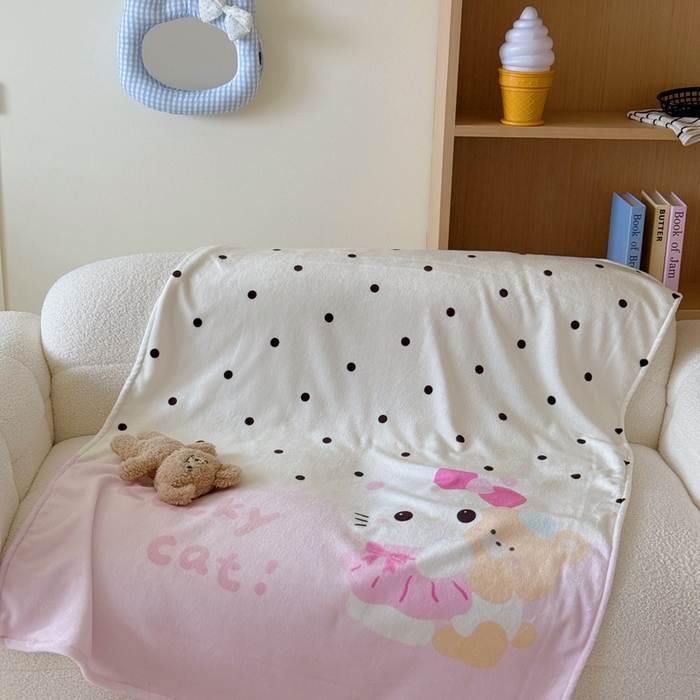 91家纺网 家纺一手货源 找家纺 美乐迪2025四季款双面牛奶绒毛毯空调毯 快乐小猫