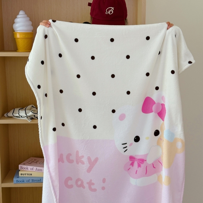 91家纺网 家纺一手货源 找家纺 美乐迪2025四季款双面牛奶绒毛毯空调毯 快乐小猫