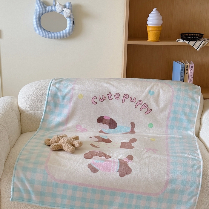 91家纺网 家纺一手货源 找家纺 美乐迪2025四季款双面牛奶绒毛毯空调毯 蓝格子狗