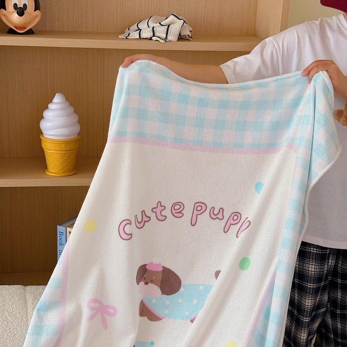 91家纺网 家纺一手货源 找家纺 美乐迪2025四季款双面牛奶绒毛毯空调毯 蓝格子狗