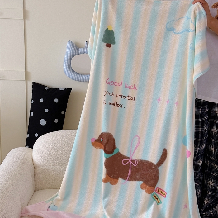 91家纺网 家纺一手货源 找家纺 美乐迪2025四季款双面牛奶绒毛毯空调毯 露丝的腊肠狗