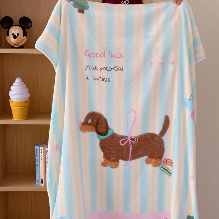 91家纺网 家纺一手货源 找家纺 美乐迪2025四季款双面牛奶绒毛毯空调毯 露丝的腊肠狗