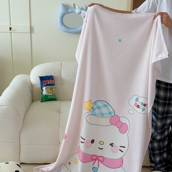 美乐迪2025四季款双面牛奶绒毛毯空调毯 派对小猫