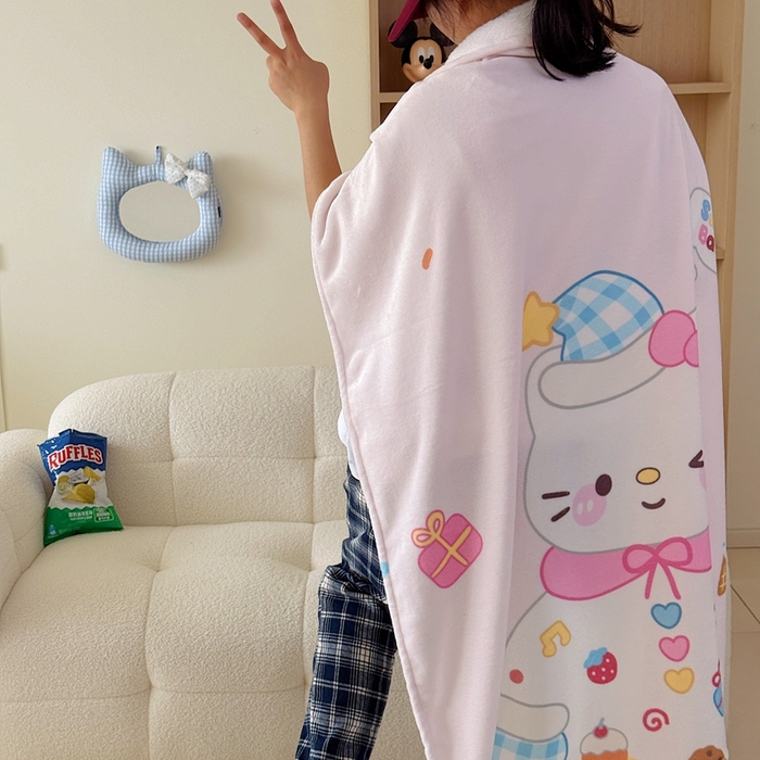 91家纺网 家纺一手货源 找家纺 美乐迪2025四季款双面牛奶绒毛毯空调毯 派对小猫