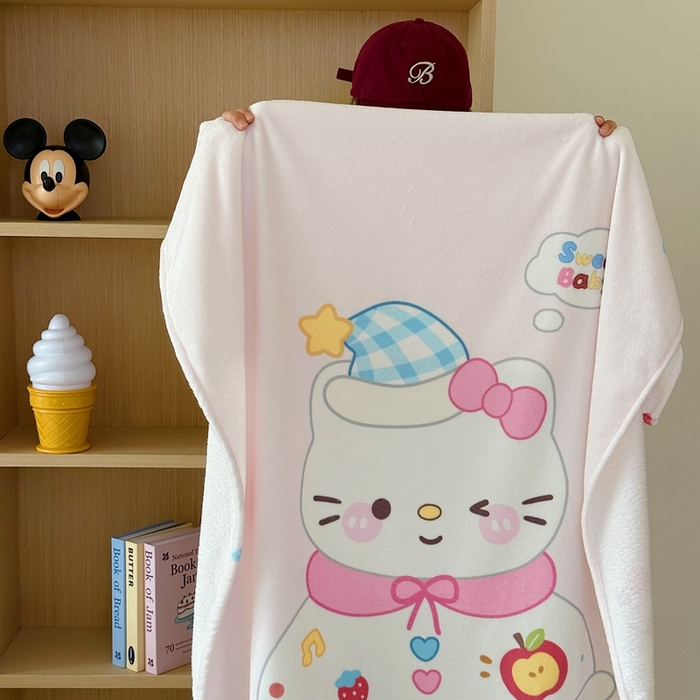 91家纺网 家纺一手货源 找家纺 美乐迪2025四季款双面牛奶绒毛毯空调毯 派对小猫