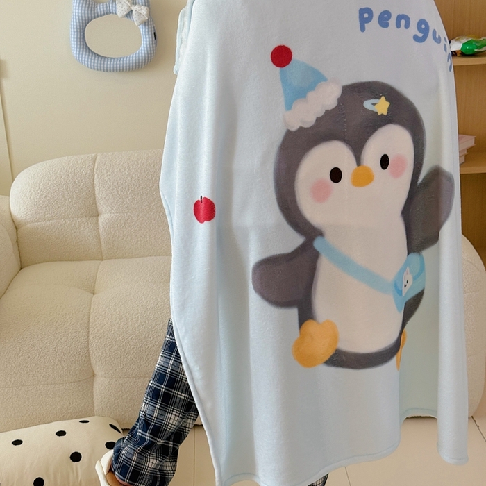 91家纺网 家纺一手货源 找家纺 美乐迪2025四季款双面牛奶绒毛毯空调毯 企鹅