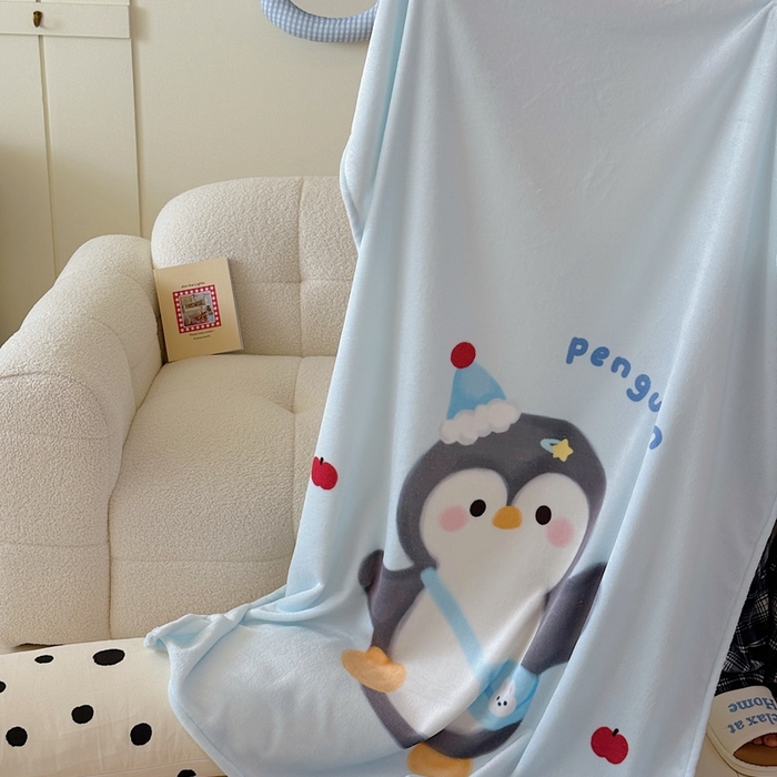 美乐迪2025四季款双面牛奶绒毛毯空调毯 企鹅