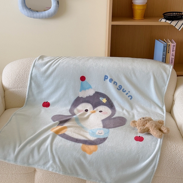 91家纺网 家纺一手货源 找家纺 美乐迪2025四季款双面牛奶绒毛毯空调毯 企鹅