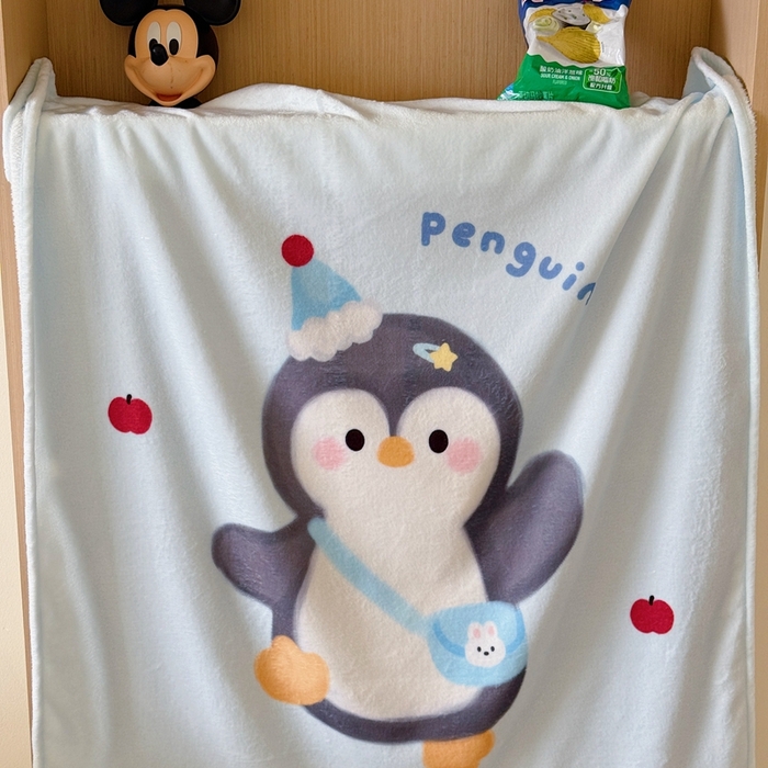 91家纺网 家纺一手货源 找家纺 美乐迪2025四季款双面牛奶绒毛毯空调毯 企鹅