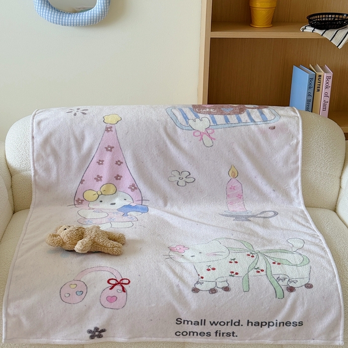 91家纺网 家纺一手货源 找家纺 美乐迪2025四季款双面牛奶绒毛毯空调毯 甜心小猫