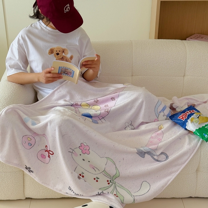 91家纺网 家纺一手货源 找家纺 美乐迪2025四季款双面牛奶绒毛毯空调毯 甜心小猫