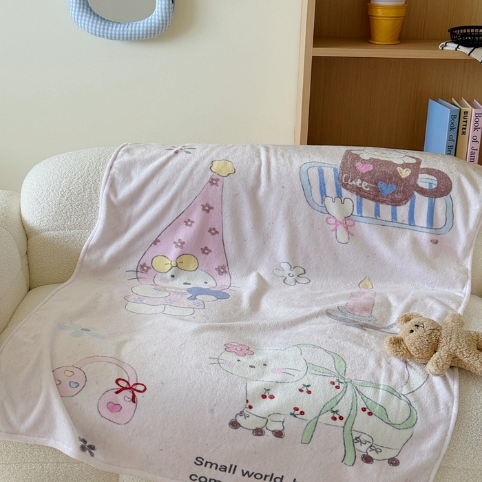 91家纺网 家纺一手货源 找家纺 美乐迪2025四季款双面牛奶绒毛毯空调毯 甜心小猫