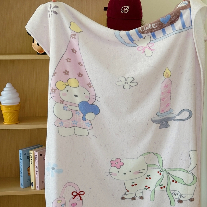 91家纺网 家纺一手货源 找家纺 美乐迪2025四季款双面牛奶绒毛毯空调毯 甜心小猫