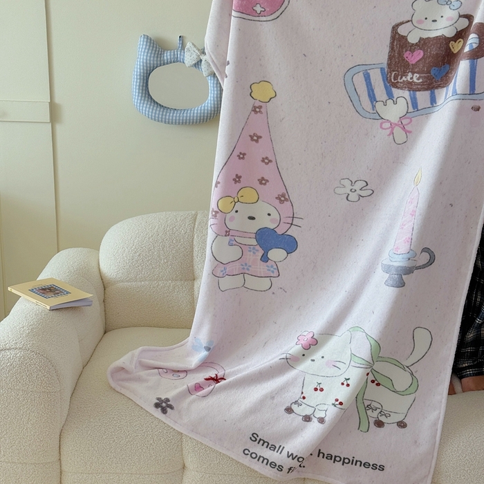 91家纺网 家纺一手货源 找家纺 美乐迪2025四季款双面牛奶绒毛毯空调毯 甜心小猫