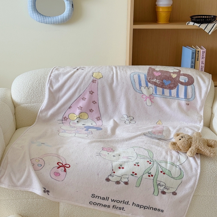 91家纺网 家纺一手货源 找家纺 美乐迪2025四季款双面牛奶绒毛毯空调毯 甜心小猫