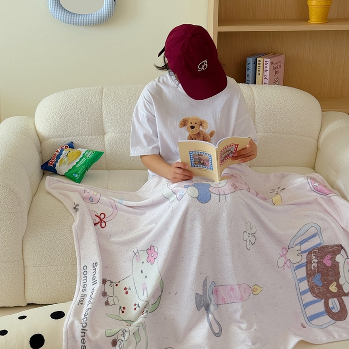 91家纺网 家纺一手货源 找家纺 美乐迪2025四季款双面牛奶绒毛毯空调毯 甜心小猫