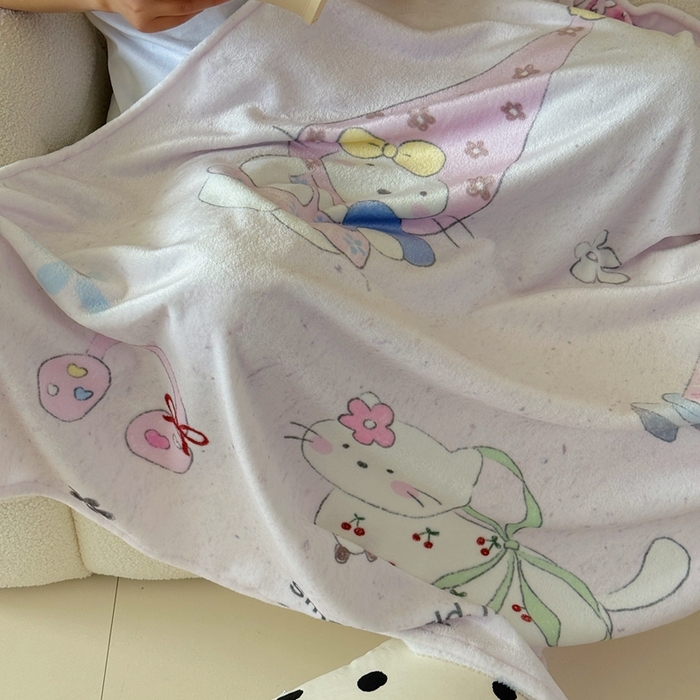 91家纺网 家纺一手货源 找家纺 美乐迪2025四季款双面牛奶绒毛毯空调毯 甜心小猫