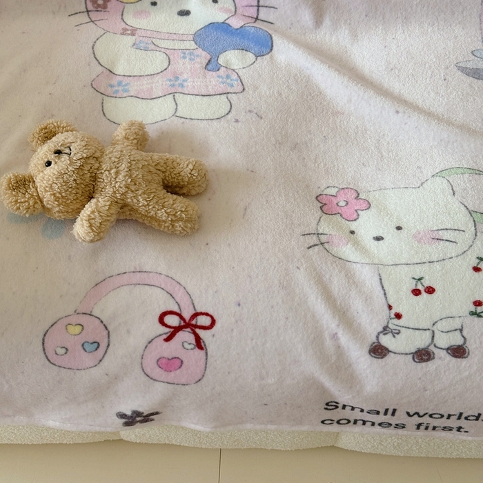 91家纺网 家纺一手货源 找家纺 美乐迪2025四季款双面牛奶绒毛毯空调毯 甜心小猫