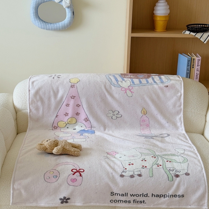 91家纺网 家纺一手货源 找家纺 美乐迪2025四季款双面牛奶绒毛毯空调毯 甜心小猫