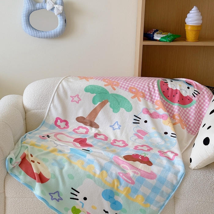 美乐迪2025四季款双面牛奶绒毛毯空调毯 夏日猫咪