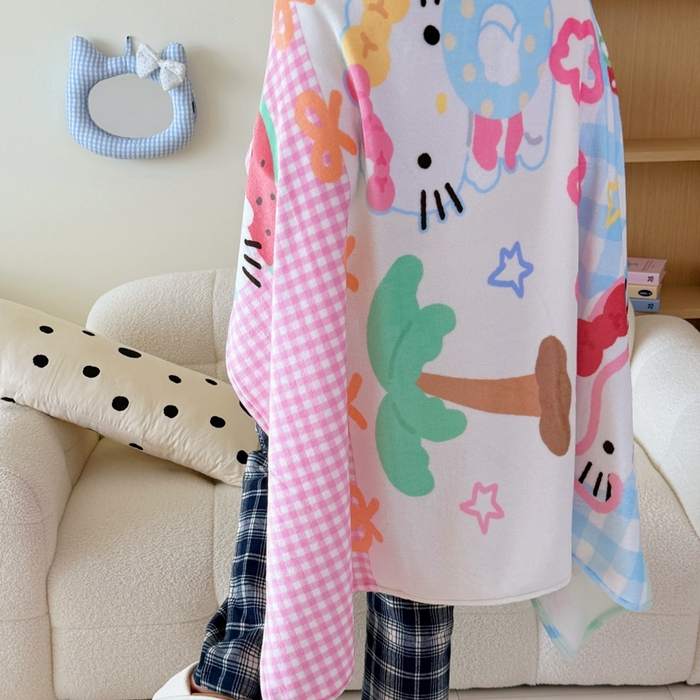 91家纺网 家纺一手货源 找家纺 美乐迪2025四季款双面牛奶绒毛毯空调毯 夏日猫咪