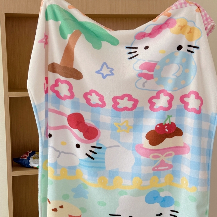 91家纺网 家纺一手货源 找家纺 美乐迪2025四季款双面牛奶绒毛毯空调毯 夏日猫咪