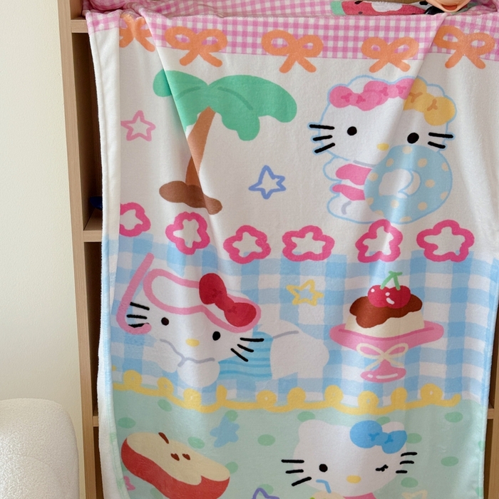 91家纺网 家纺一手货源 找家纺 美乐迪2025四季款双面牛奶绒毛毯空调毯 夏日猫咪