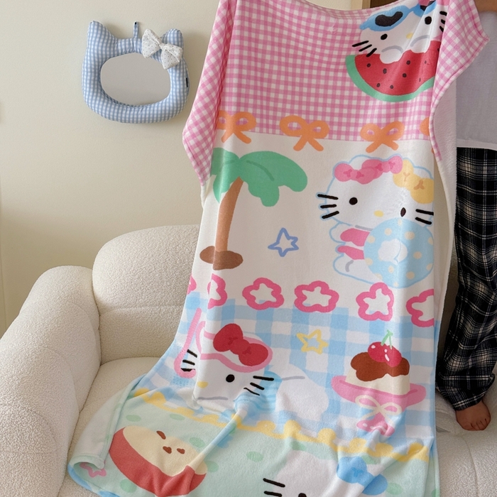 91家纺网 家纺一手货源 找家纺 美乐迪2025四季款双面牛奶绒毛毯空调毯 夏日猫咪